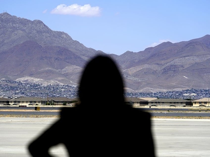 Vice President Kamala Harris stands in front of mountains during a press conference, Friday, June 25, 2021, at the airport after her tour of the U.S. Customs and Border Protection Central Processing Center in El Paso, Texas. Harris visited the U.S. southern border as part of her role leading the Biden administration's response to a steep increase in migration. (AP Photo/Jacquelyn Martin)