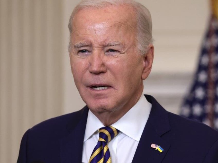 President Joe Biden delivers remarks on the Emergency National Security Supplemental Appropriations Act in the State Dining Room of the White House on February 6, 2024 in Washington, DC. President Biden urged Congress to pass the Senate-negotiated $118.3 billion deal which would provide funding for Ukraine and Israel as well …