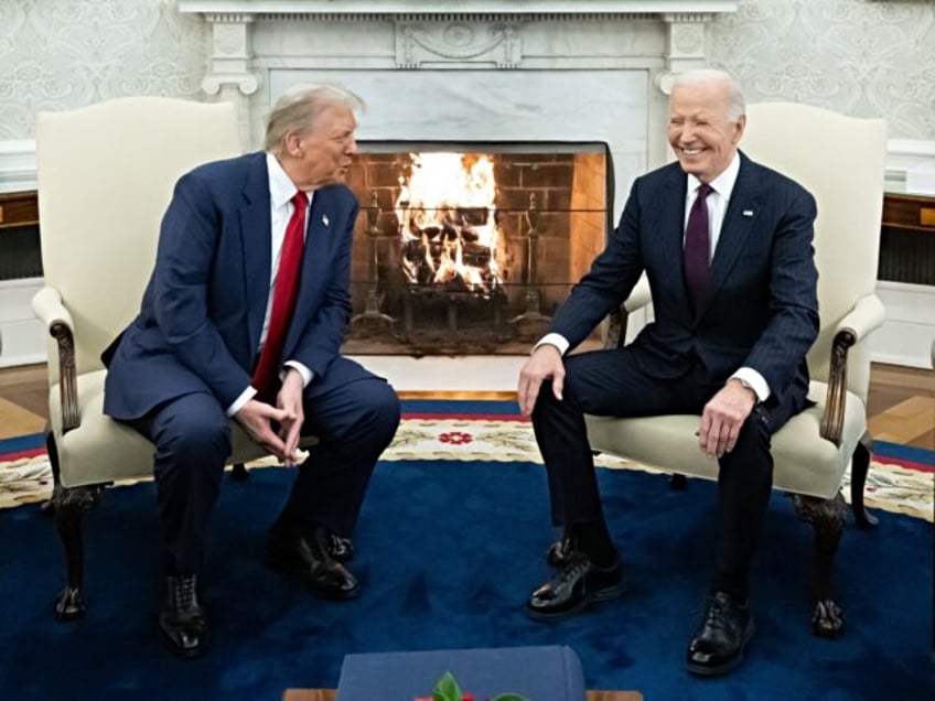 US President Joe Biden meets with US President-elect Donald Trump in the Oval Office of th