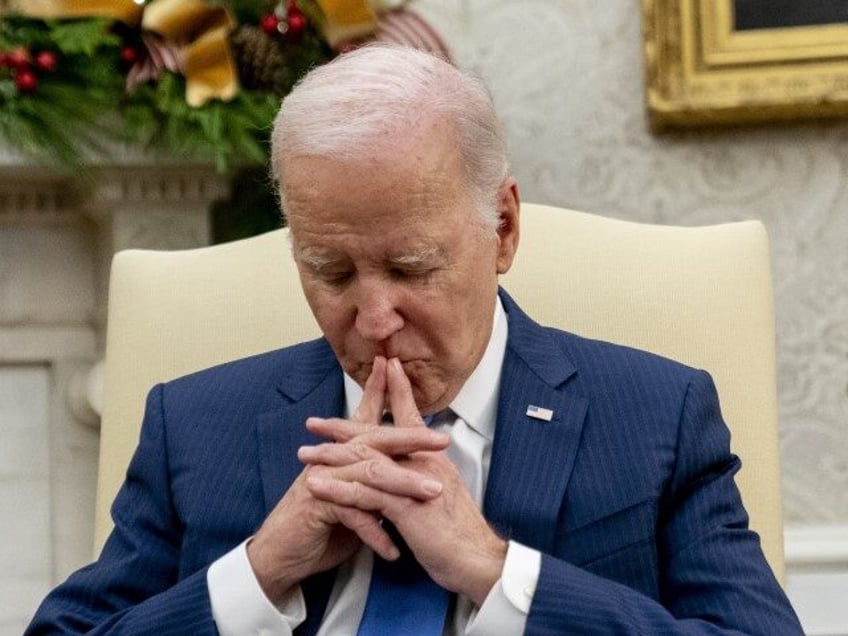 President Joe Biden pauses while speaking as he meets with Angola's President Joao Manuel Goncalves Lourenco in the Oval office of the White House, Thursday, November 30, 2023, in Washington. (Andrew Harnik/AP)