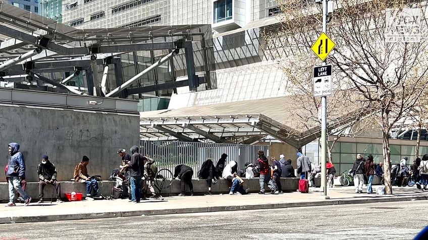 People inhabit encampments on the streets of San Francisco's Tenderloin District.