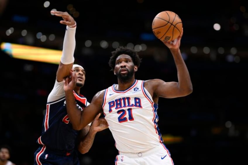 joel embiid scores season high 50 points 76ers beat wizards 131 126