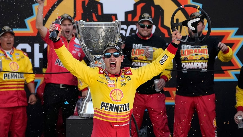 Joey Logano in Victory Lane