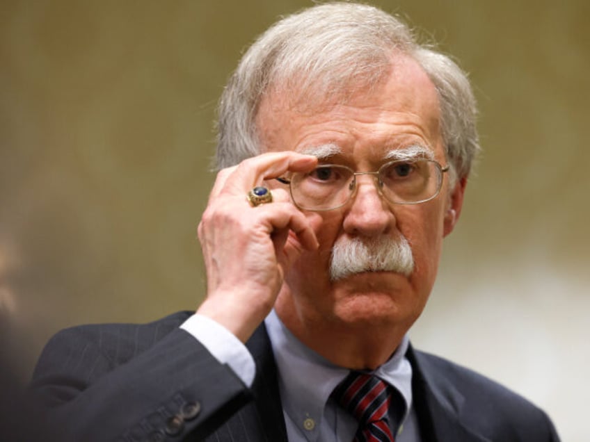 WASHINGTON, DC - AUGUST 17: Former National Security Adviser John Bolton speaks to reporte