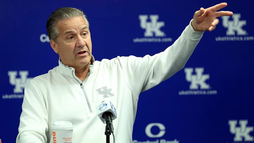 Kentucky head coach John Calipari speaks to the media