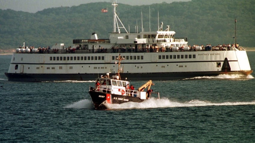 Two boats out on the ocean.