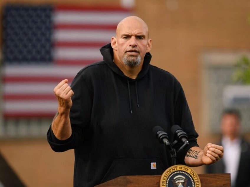 John Fetterman, lieutenant governor of Pennsylvania and Democratic senate candidate, speaks outside the United Steelworkers of America Local Union 2227 hall in West Mifflin, Pennsylvania, US, on Monday, Sept. 5, 2022. With two months to go before voters head to the polls, President Biden has been ramping up his efforts …