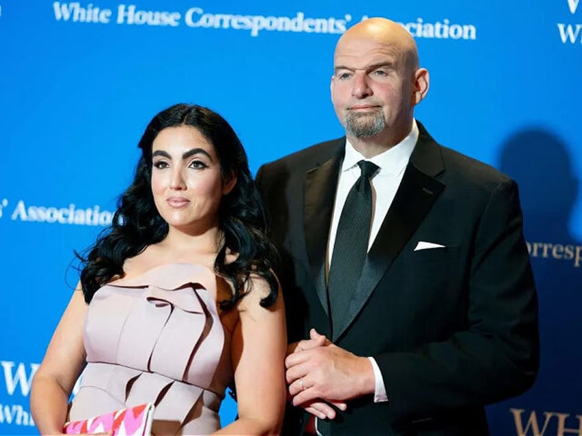 US Senator John Fetterman (D-PA) and his wife Gisele Barreto Fetterman arrive for the White House Correspondents' Association dinner at the Washington Hilton in Washington, DC, April 29, 2023. (Photo by Stefani Reynolds / AFP) (Photo by STEFANI REYNOLDS/AFP via Getty Images)