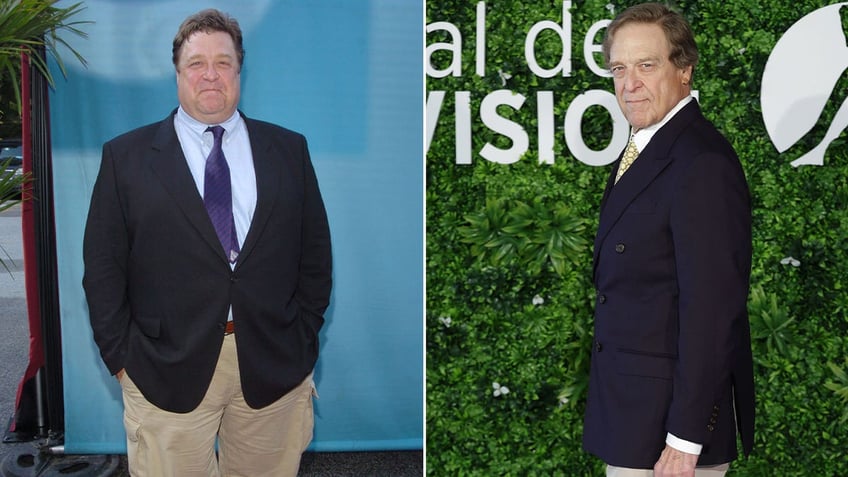 A split image of John Goodman in 2004 and John Goodman now.