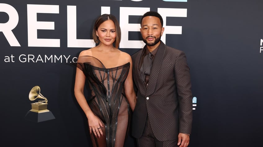 Chrissy Teigen and John Legend at the Grammys