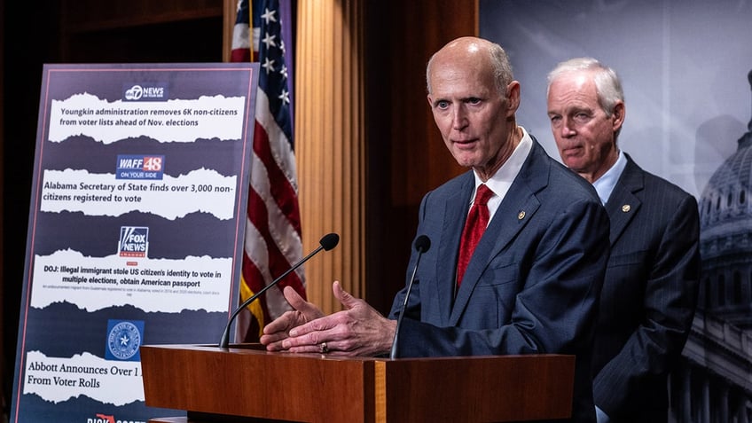 Rick Scotts talks about the SAVE Act at a press conference