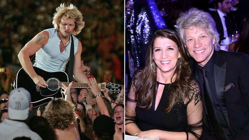 Jon Bon Jovi performing split with Jon Bon Jovi with his wife