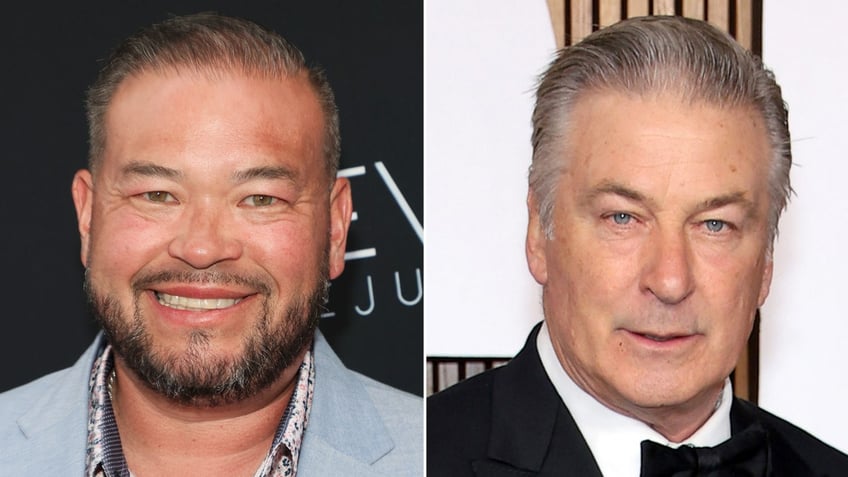 Jon Gosselin rocks blue suit while Alec Baldwin sports blacks suit and bow tie.