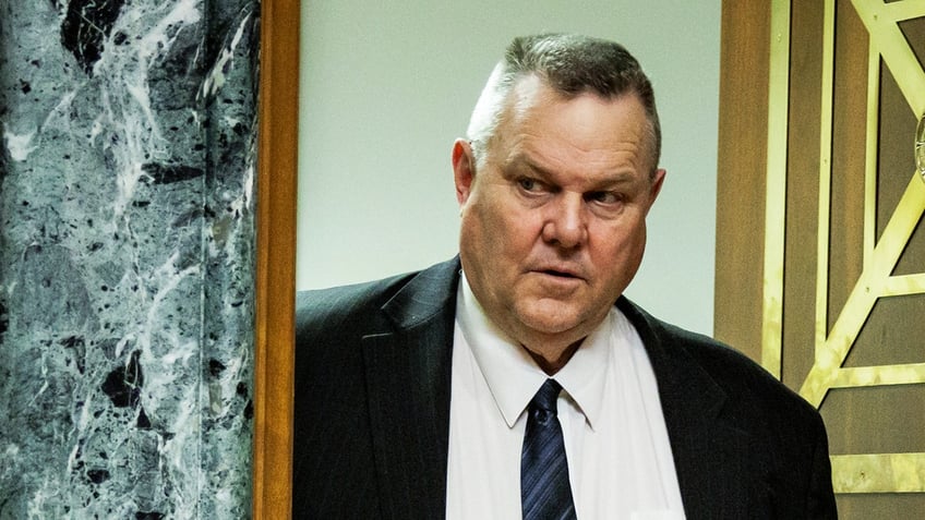 Sen. Jon Tester arrives for a Senate Appropriations Subcommittee on Homeland Security hearing at the U.S. Capitol on April 10, 2024, in Washington, D.C.