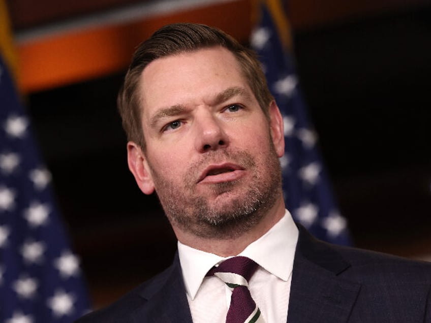 WASHINGTON, DC - JANUARY 25: U.S. Eric Swalwell (D-CA) speaks at a press conference on committee assignments for the 118th U.S. Congress, at the U.S. Capitol Building on January 25, 2023 in Washington, DC. House Speaker Kevin McCarthy (R-CA) recently rejected the reappointments of Rep. Adam Schiff (D-CA) and Rep. …