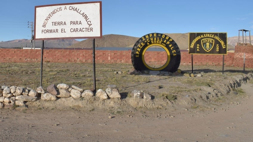 The entrance of the Challapalca maximum-security prison