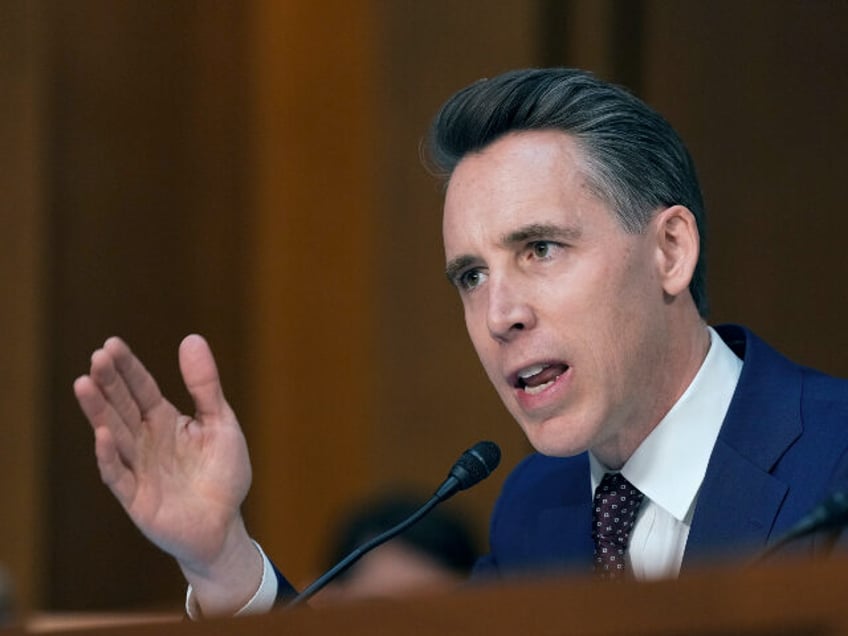 Sen. Josh Hawley, R-Mo., speaks as Pam Bondi, President-elect Donald Trump's choice t