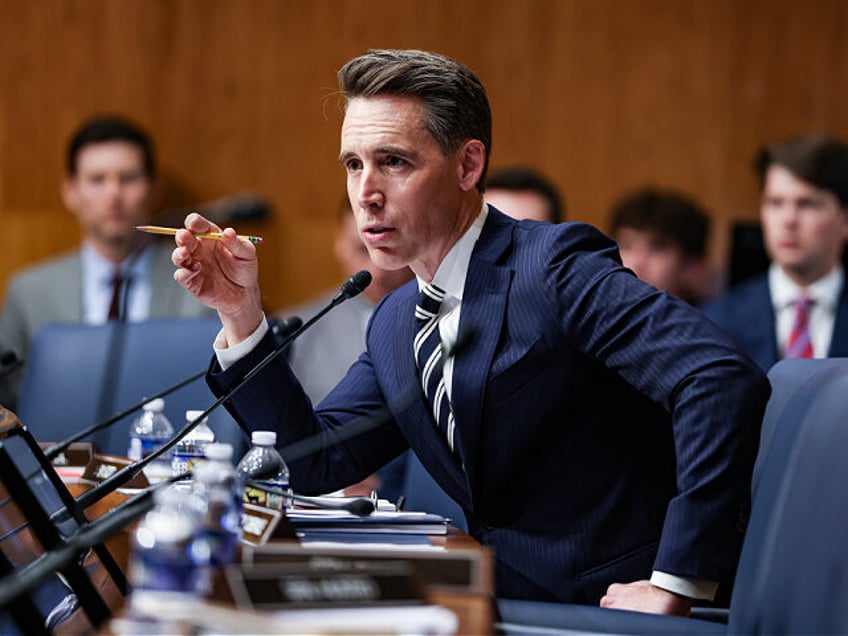 Senator Josh Hawley, a Republican from Missouri, during a Senate Health, Education, Labor,