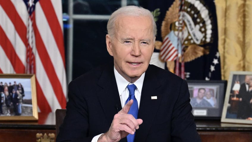 President Joe Biden speaks from the Oval Office of the White House as he gives his farewell address Wednesday, Jan. 15, 2025, in Washington.