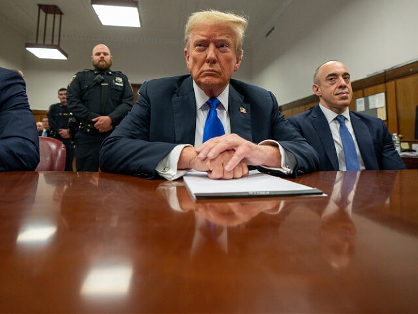 NEW YORK, NEW YORK - MAY 30: Former U.S. President Donald Trump appears in court for his h