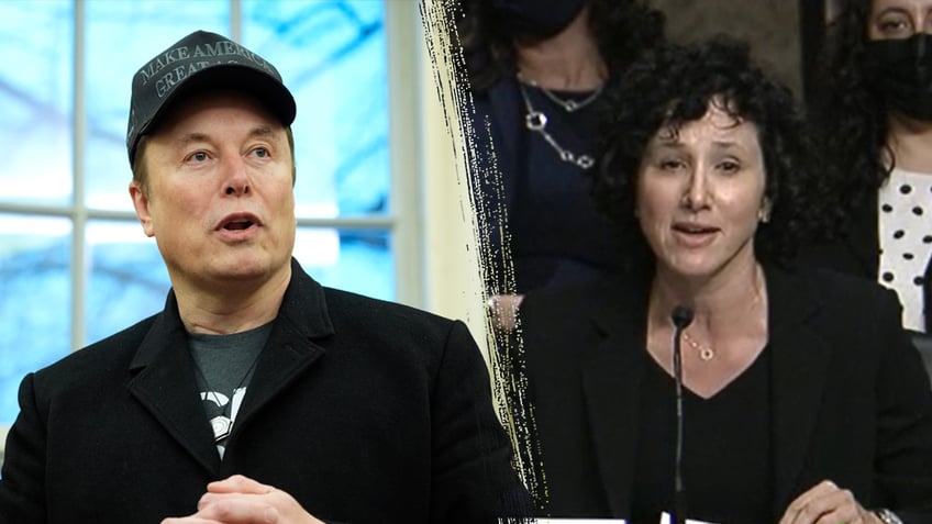 Elon Musk, left, and U.S. District Judge Deborah L. Boardman 