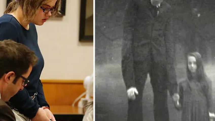 Morgan Geyer, at 15, in court (R) Fictional "Slender man" (L)