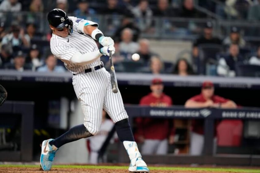 judge hits 3 home runs becomes first yankees player to do it twice in one season