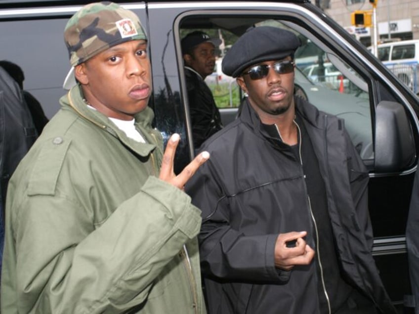 Jay-Z and Sean "P. Diddy" Combs at the City Hall in New York City, New York (Photo by John