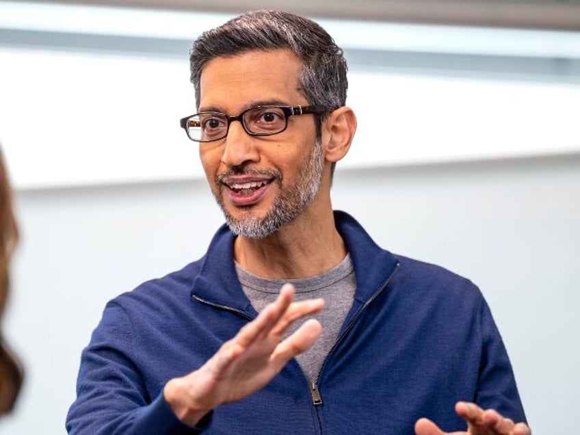 sundar pichai of Google gestures