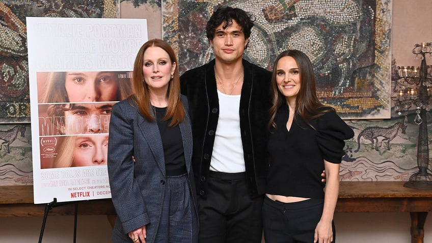 Julianne Moore, Charles Melton and Natalie Portman