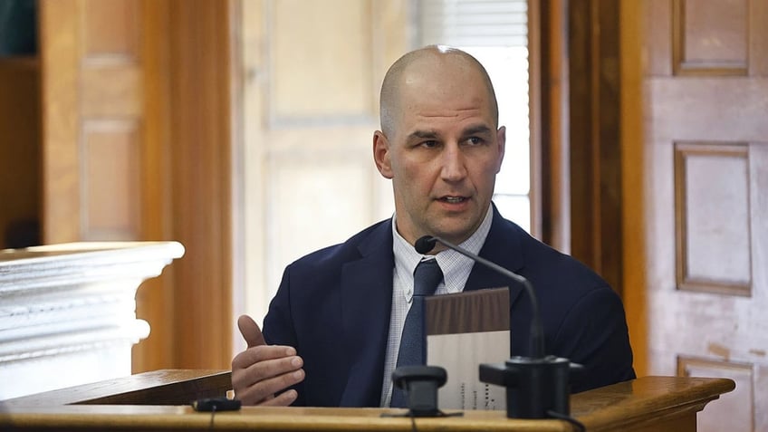 Massachusetts State Trooper Michael Proctor testifies during Karen Read's trial, Wednesday, June 12, 2024, in Norfolk Superior Court in Dedham, Mass.