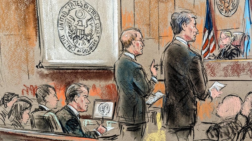 A court sketch depicts Hunter Biden’s federal trial in Wilmington, Delaware