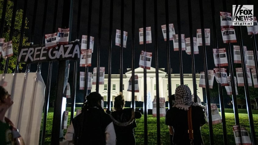 just 1 pro palestinian dc protester arrested after acts of vandalism bid to scale white house fence