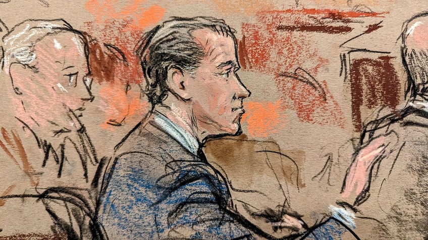 A court sketch depicts the verdict being read during Hunter Biden’s federal trial in Wilmington, Delaware