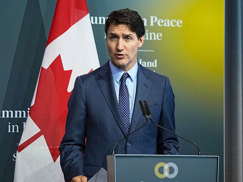 Canada Prime Minister Justin Trudeau speaks during the closing press conference of the Ukr