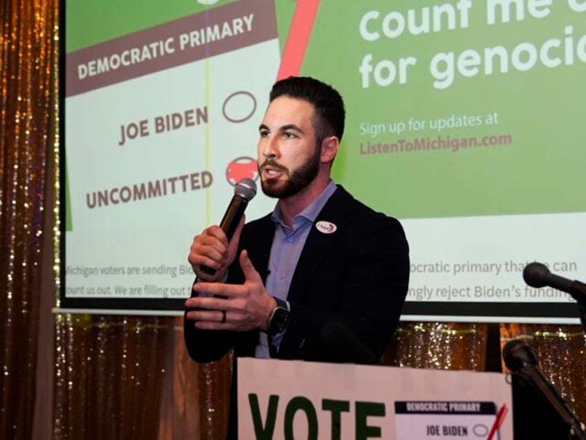 Dearborn Mayor Abdullah Hammoud speaks during an election night gathering, Tuesday, Feb. 2