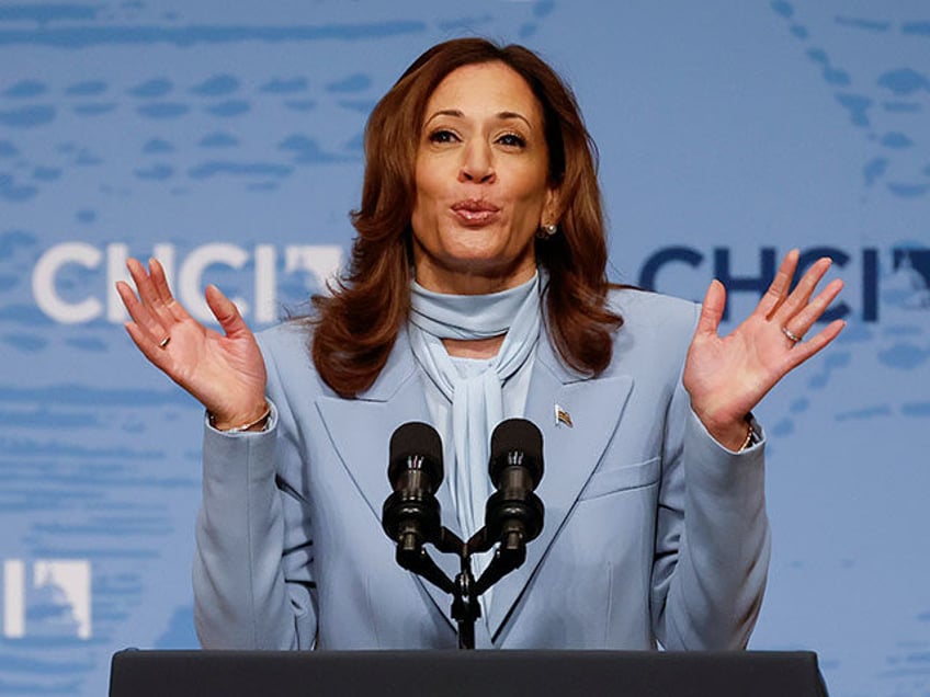 Democratic presidential nominee, U.S. Vice President Kamala Harris delivers remarks at the