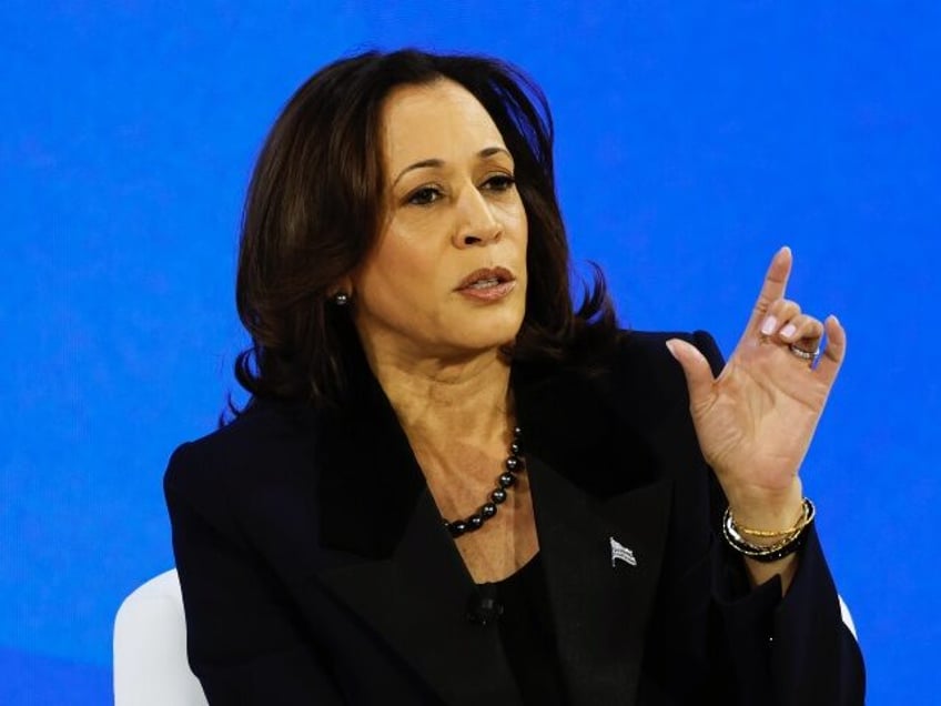 NEW YORK, NEW YORK - NOVEMBER 29: Vice President Kamala Harris speaks during the New York