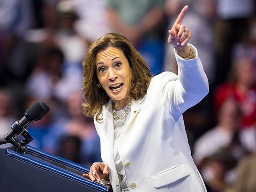 Democratic presidential nominee Vice President Kamala Harris speaks at a campaign rally Th