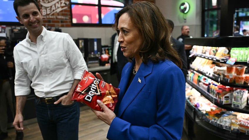 Kamala Harris with bag of Doritos 