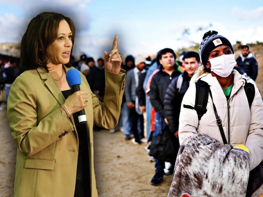 JACUMBA HOT SPRINGS, CALIFORNIA - DECEMBER 01: Asylum seeking migrants stand at a makeshif