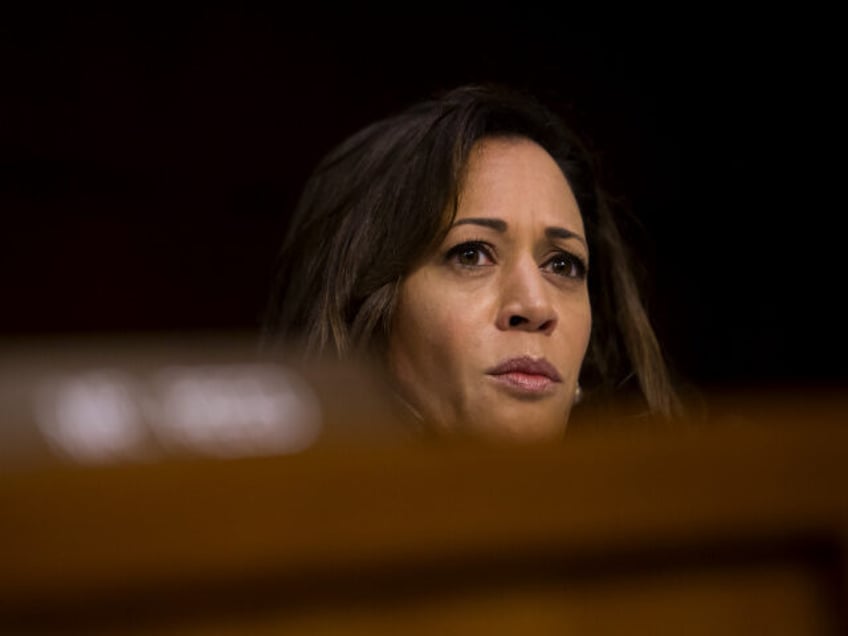 Senator Kamala Harris, a Democrat from California, listens during a Senate Intelligence Co