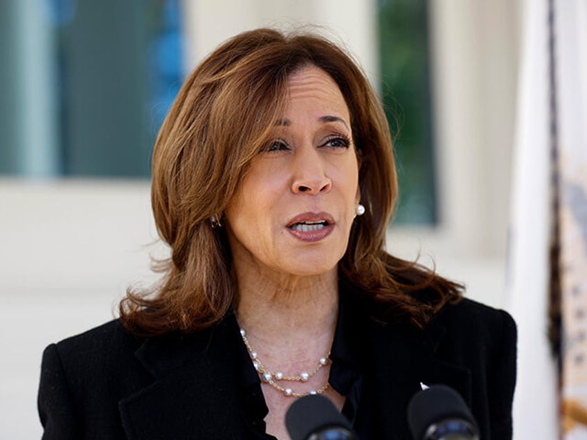 Democratic presidential nominee, U.S. Vice President Kamala Harris delivers remarks before