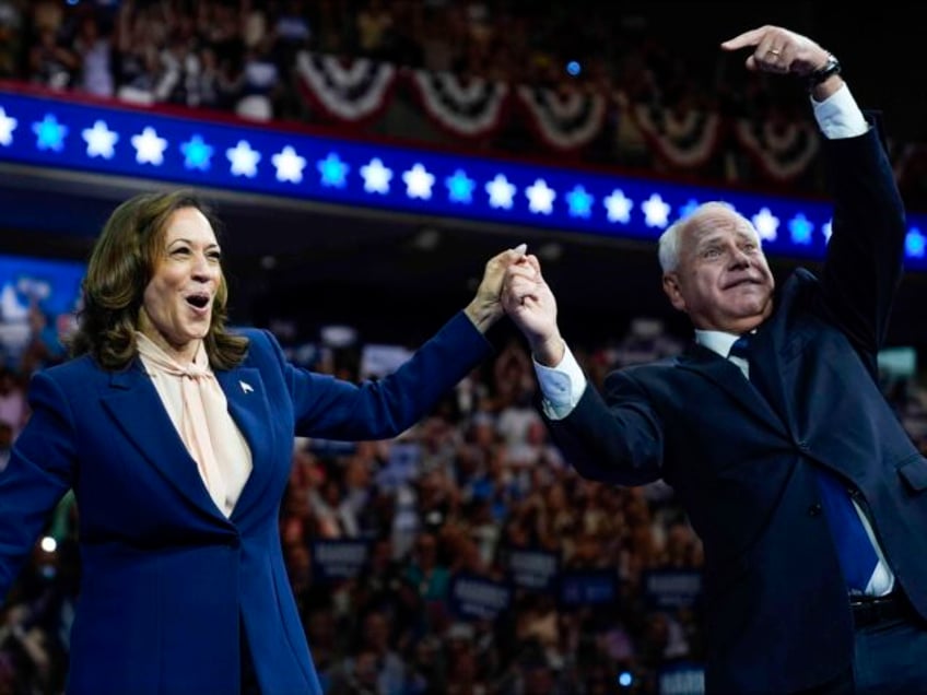 Democratic presidential nominee Vice President Kamala Harris and her running mate Minnesot