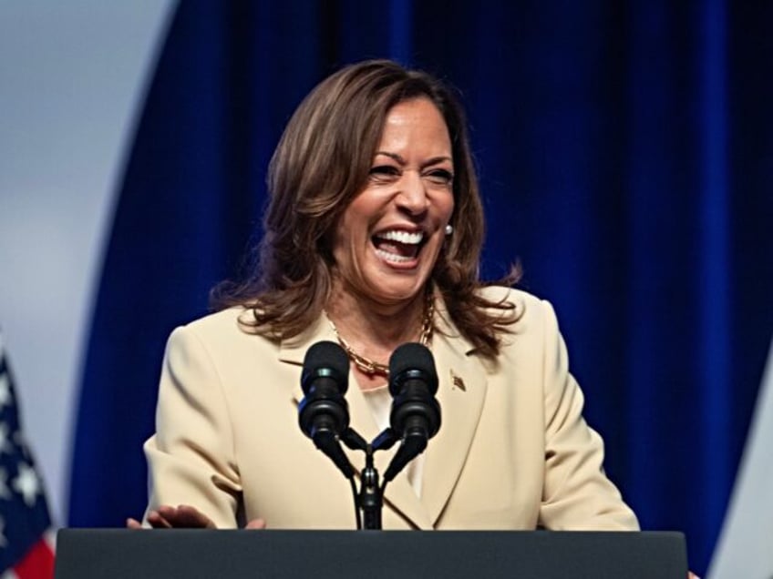 INDIANAPOLIS, INDIANA - JULY 24: Vice President Kamala Harris speaks to the Zeta Phi Beta