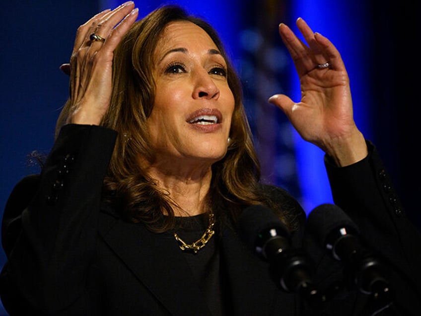 Vice President and Democratic nominee for President Kamala Harris speaks at an event hoste