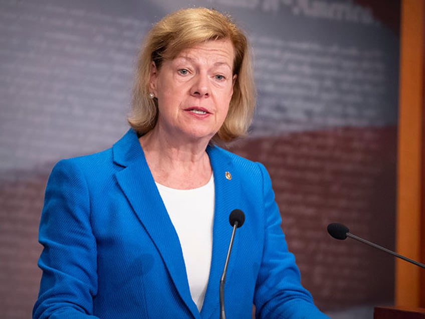 Sen. Tammy Baldwin, D-Wis., speaks during a press event on Capitol Hill, Feb. 27, 2024, in