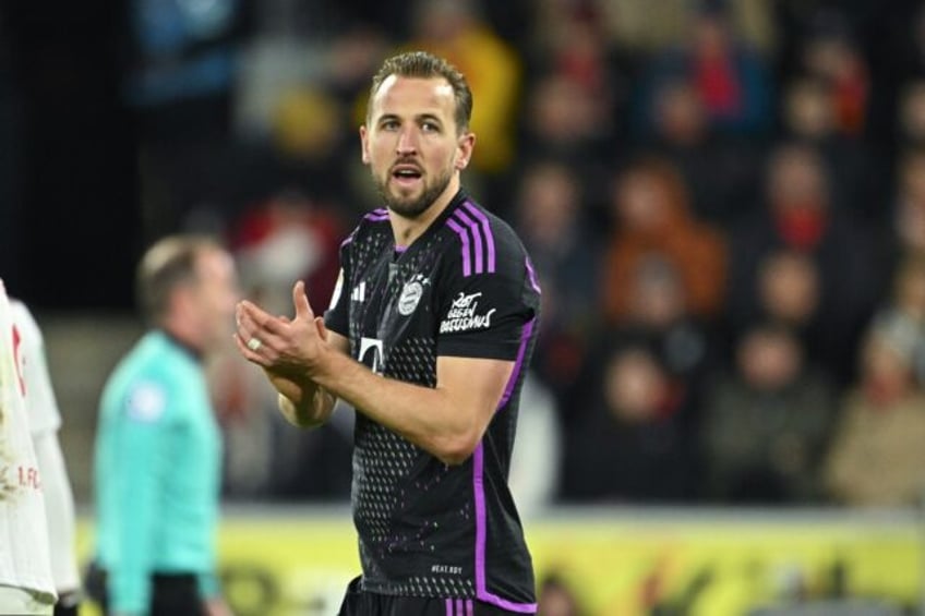 Bayern Munich's Harry Kane reacts during his side's meeting with Cologne on November 24