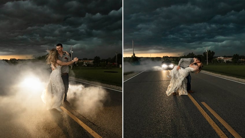 Kansas newlyweds photoshoot split