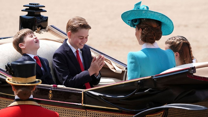 Prince Louis, Prince George, Princess Charlotte and Kate Middleton at Trooping the Colour